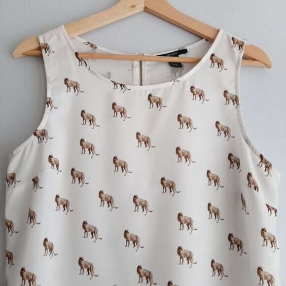 FOREVER 21 | Cheetah Print Light Tank Top Wild Cat Novelty Pattern Sz M Flawed - Picture 3 of 13